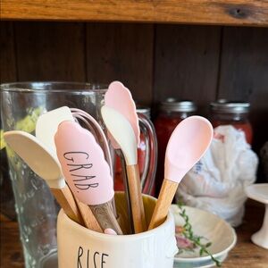 Pink and White Kitchen Utensil Set